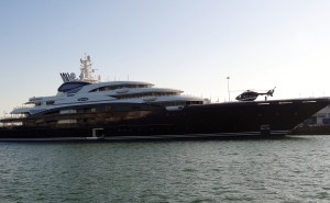 Yacht with helicopter