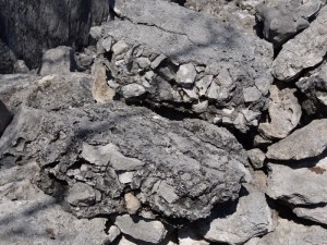 Conch shell mortar crumbled wall