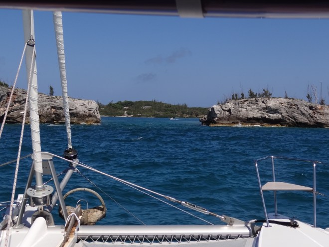 Getting aligned to enter Hatchet Bay Pond