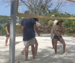 Agnes on the right - Cathy goes for the ball