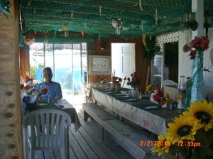 Porch dining at Rosie's; more diners came later