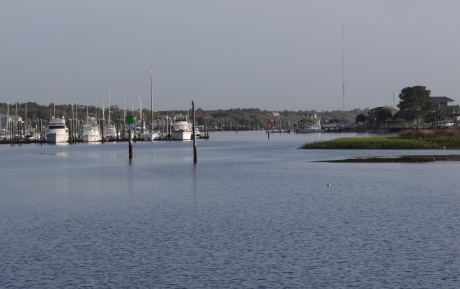 Carolina Beach- looking north from the anchorage toward the ICW