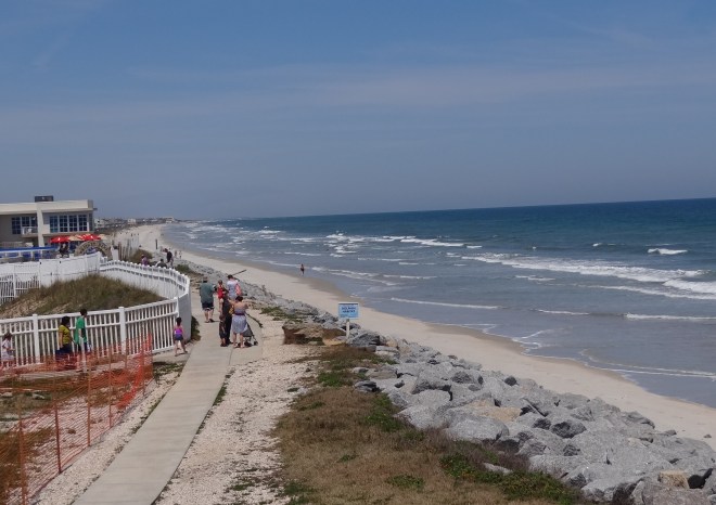 Marineland and beach near high tide- way more impressive at low