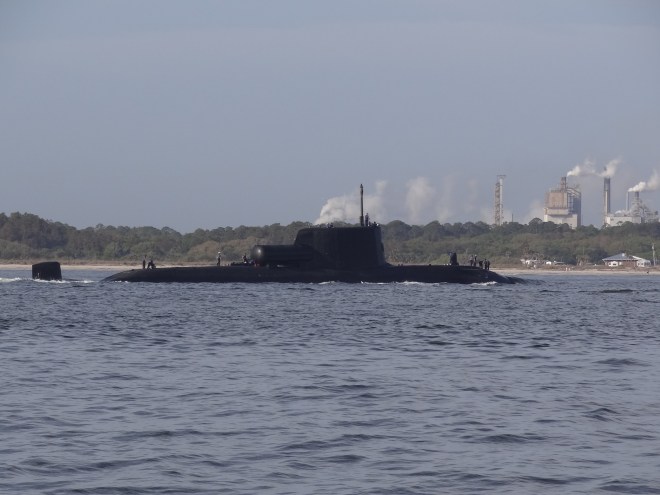 A few minuts later, the papermill smoke from Fernandina visible.