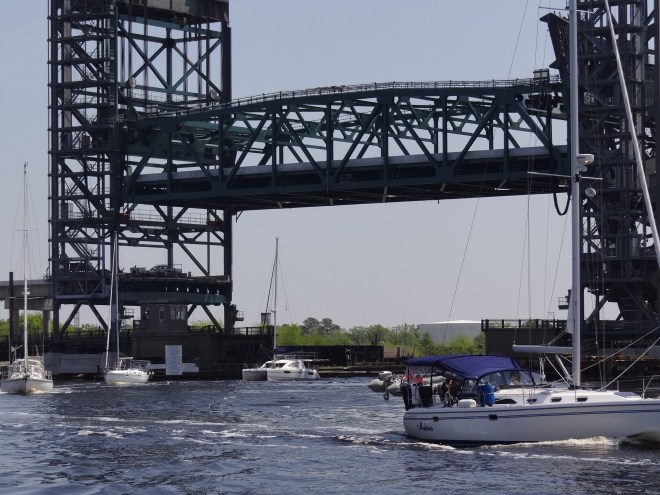 Our first boat parade this season, going under Gilmerton Lift Bridge