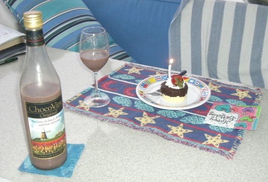 We celebrate Russ's birthday with all foods chocolate