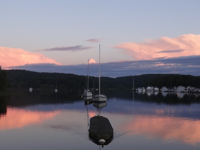The view from our stern of the mooring/docks before we were set free.
