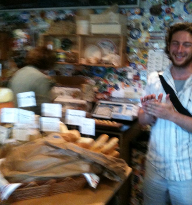 Eric addresses us at Caseus- fromagerie and bistro (sorry-iPhone fuzzy pic)