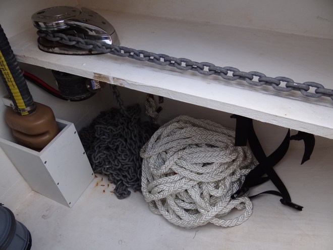 Like new- with chain and rode neatly piled. ahh