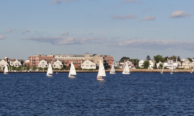A fine day in the harbor for small craft sailing