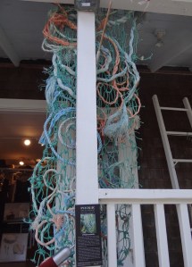 Made from nets and line washed up on the beach- transformed into pricey art