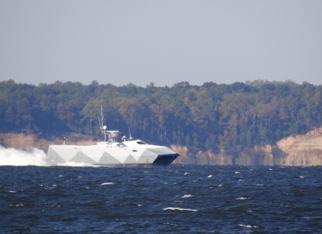 Naval stealth boat M80 Stiletto- barely skims the waves