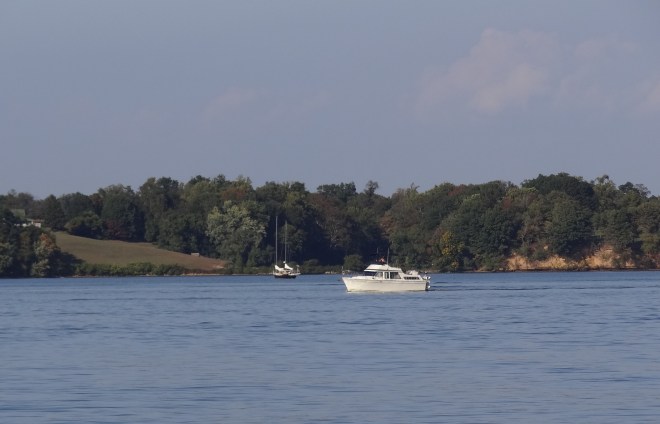 Looking across the Sassafras from our anchorage