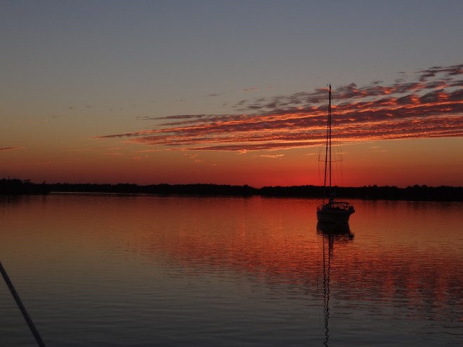 Anchored behind Butler Island in the Waccamaw River approx. 10miles north of Georgetown, SC