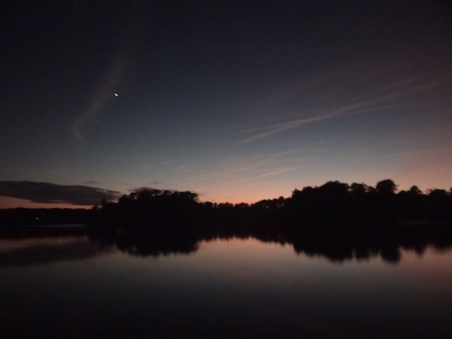 My view out the galley window at sunset.