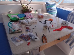 Our every-purpose table in use by both of us today