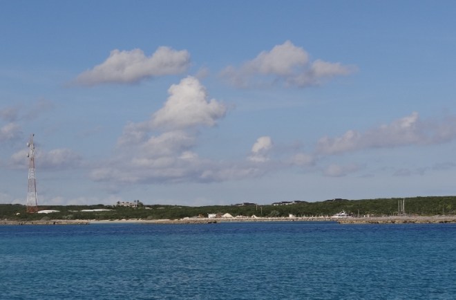 View of Highbourne Cay and marina from Oyster Cay
