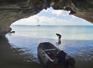 Looking out from the cave- I'm conch walk watching