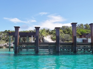 Real mahogany docks at Musha Cay