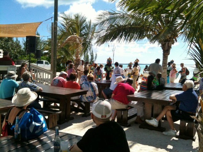 Cruise ship folk get lunch and a taste of Junkanoo at Pascal's