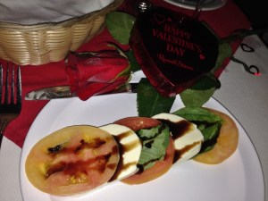 A special first course and ladies received a rose and chocolates