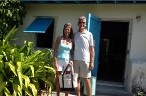 Outside the library/oldest building on Staniel Cay