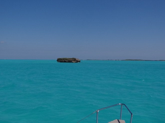 The rock in the Don't Rock passage- the shallow draft route inside Whale Cay