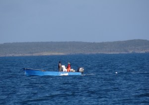 Crabbers collecting the day's catch from their pots