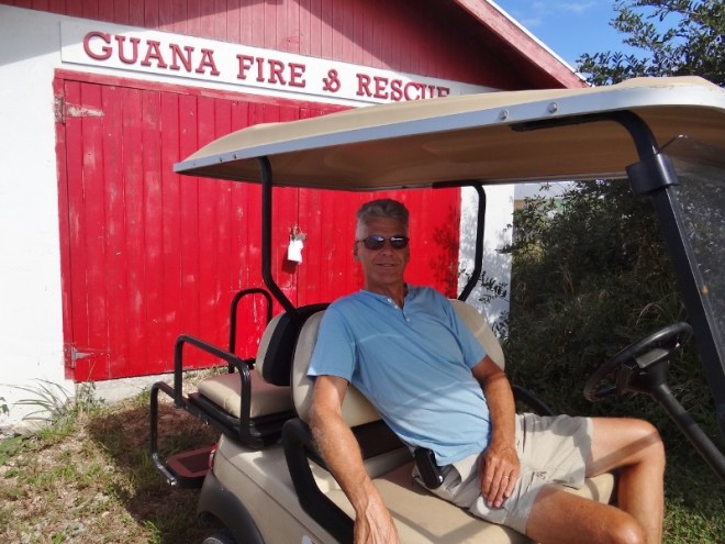 We begin our tour at the freshly painted Fire & Rescue bldg. near Dive Guana