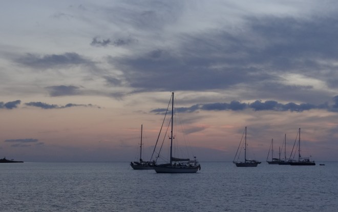 A classic sailboat sunset at Great Sale Cay