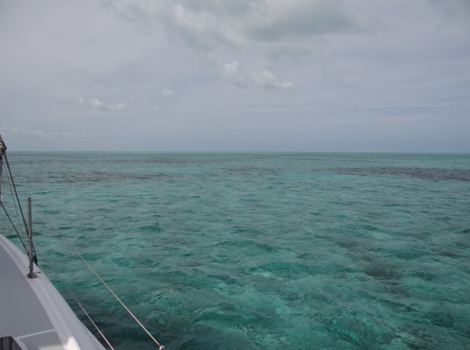 Anchored in Goodwill Channel, looking Northeast at nothing but water