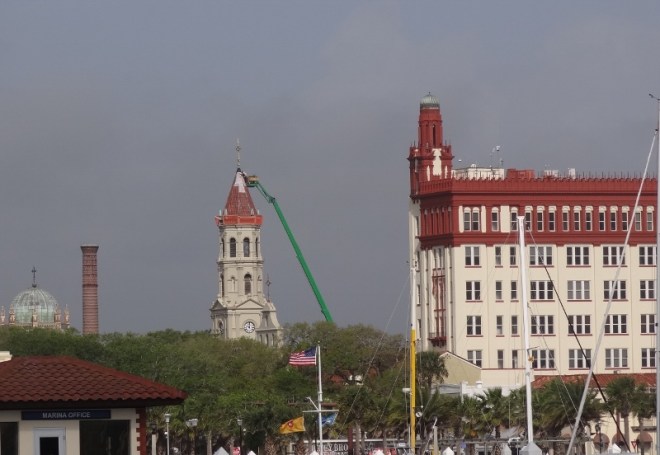This church tower caught my eye. We'd seen repairs underway when we walked by