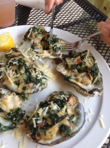 Oysters Fuskie- excellent. I think the greens are collards