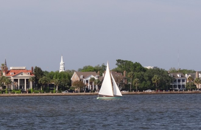 View of Charleston along the Ashley as seen from our off-channel anchoring spot