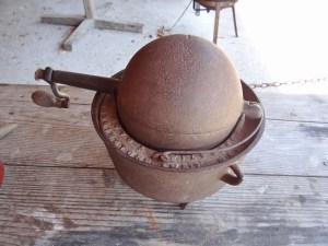 This contraption is a coffee roaster. Just rotate for 45 mins, then grind and brew. Don't be in a hurry!