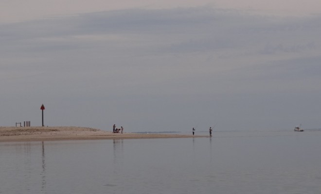 Serene and calm at the entrance to Coecles Harbor as we take dinghy over to the "beach"