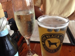 Proseco for me and Blueberry Ale for Russ