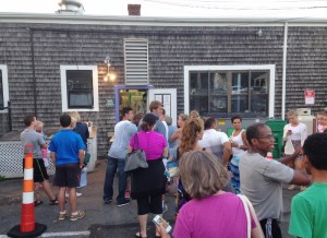 The line gets longer as the night wears on