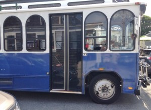 We rode the blue trolley into Woods Hole