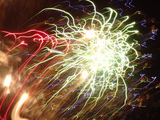 Brightly lit shooting strings