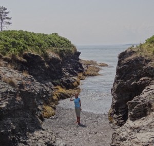 Lori finds first piece of Maine sea glass- blue!