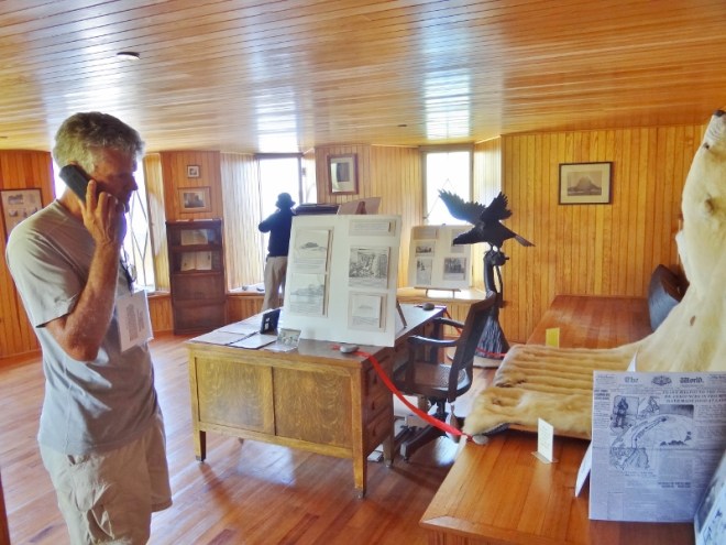 The study with a view and a partner desk in the middle