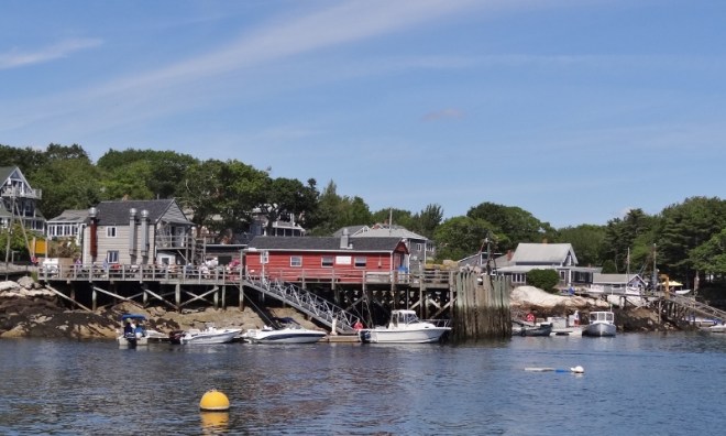 Our mooring happened to be right off the town dock and the Lobster Cos buildings