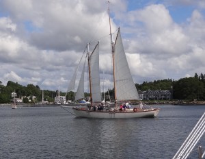A pretty lady sails by