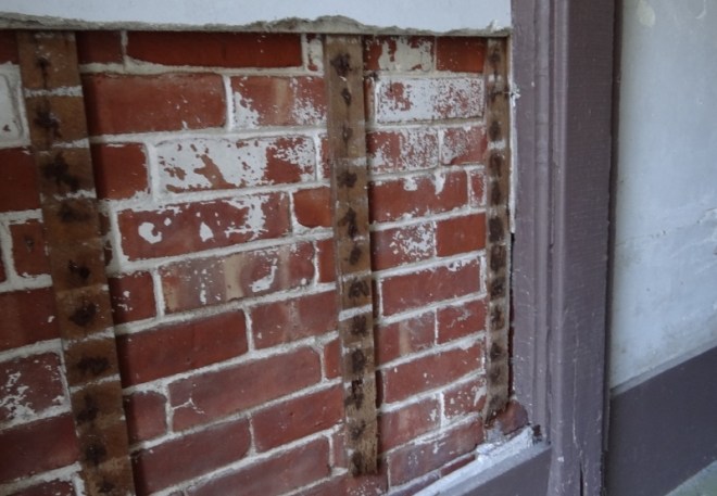 The hospital was the only area with washable plaster over brick