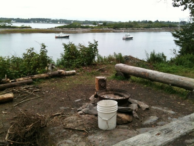 A campsite on Jewell overlooks nearly empty "cocktail cove" 