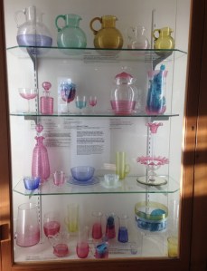 One of the many beautiful displays of blown and cut glass