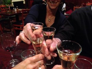 Dinner with Linda and Thom ended with a complimentary pear liqueur