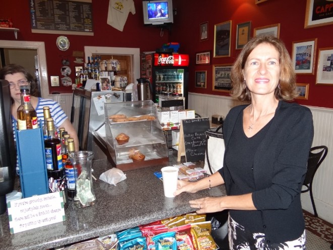 A surprise fast photo! We lounge about at Daddy Cate's Coffeehouse in downtown Brunswick