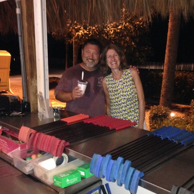 I snuggle with Chris while Tracy cooled off in the ladies room!